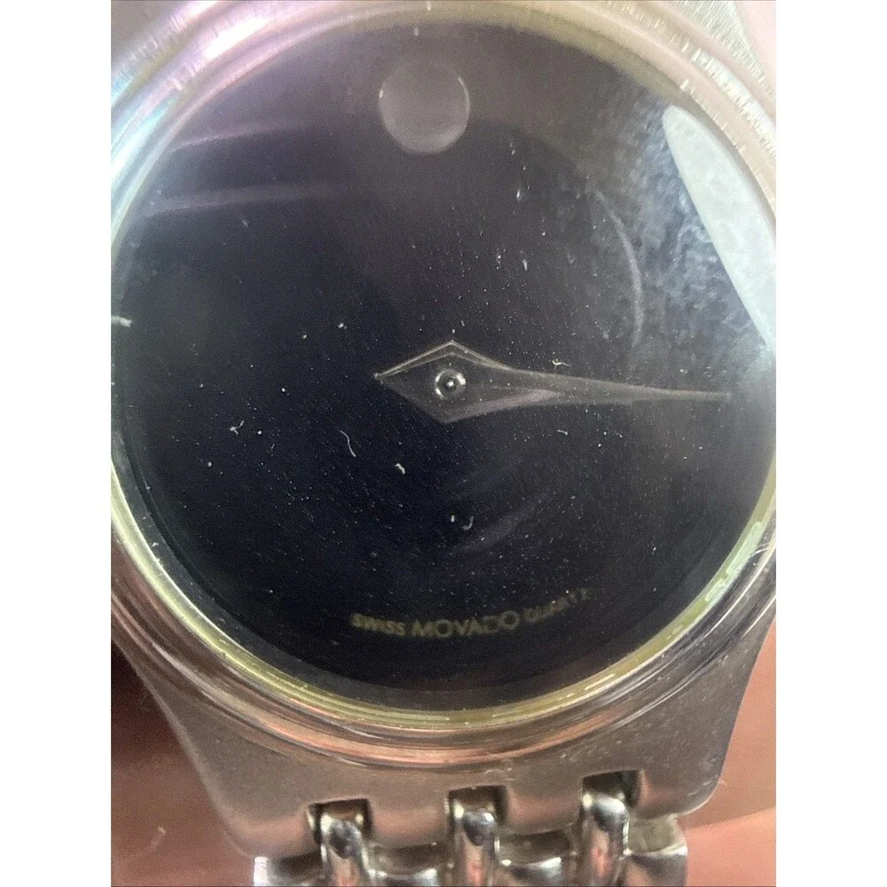 Vintage Movado Museum 97AZ8888Swiss Quartz Watch Black Dial Stainless steel